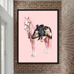 Blush Pony Floral Saddle - NicheCanvas