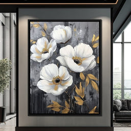 Golden Petal Harmony Blooms - Wildrose Creations - NicheCanvas