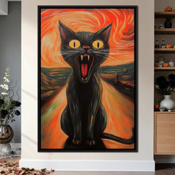 Terrified Black Cat Sunset Swirl - NicheCanvas