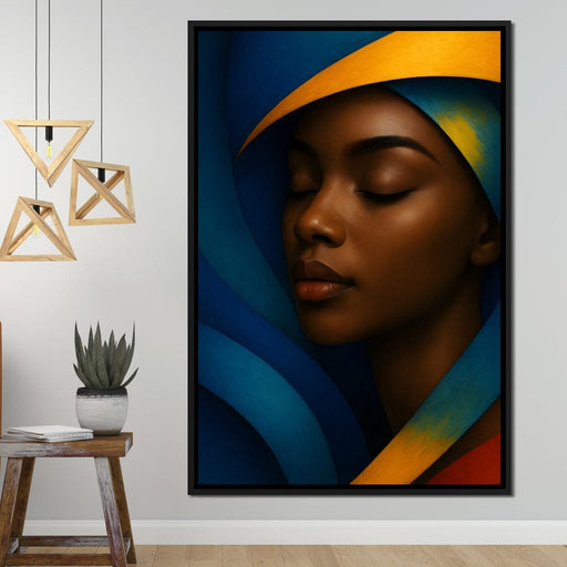 Radiant Silence Blue Gold Muse Canvas Print