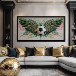 Winged Soccer Ball Watercolor - NicheCanvas