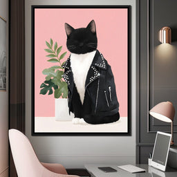 Rebel Feline Fashion Portrait - NicheCanvas