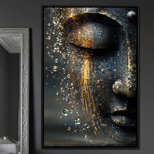 Golden Tranquil Buddha Flow Mirror Canvas Print