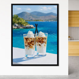Mediterranean Iced Coffee Break Escape - NicheCanvas