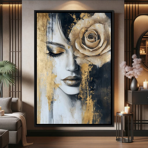 Golden Rose Reverie Portrait Canvas Print