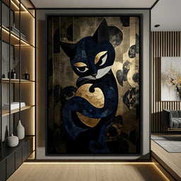 Golden Feline Enchantment - NicheCanvas