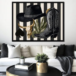 Cowboy Boot Hat Skull Cactus - NicheCanvas