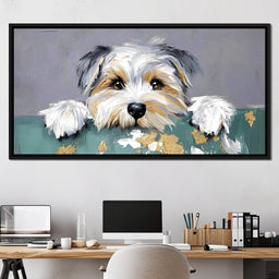 Puppy Yorkshire Eyes Peeking - NicheCanvas
