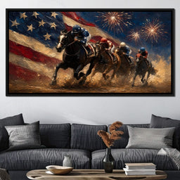 Thundering Hooves Under Patriotic Skies - NicheCanvas