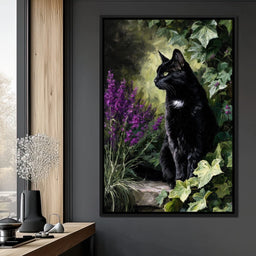 Black Cat Garden Sentinel - NicheCanvas