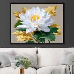 Golden Petals Lotus Elegance - NicheCanvas