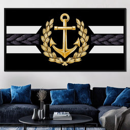 Golden Anchor Laurel Emblem - NicheCanvas