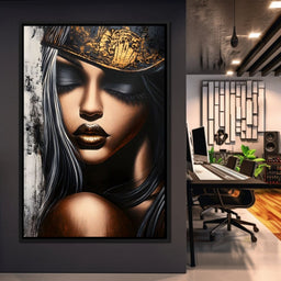 Golden Dreams Portrait Elegance - NicheCanvas