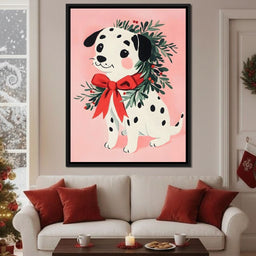 Festive Dalmatian Puppy Cheer - NicheCanvas