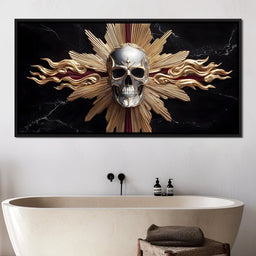 Radiant Skull of Golden Flame - NicheCanvas