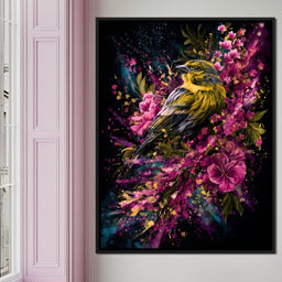 Radiant Finch Wildflower Burst - NicheCanvas