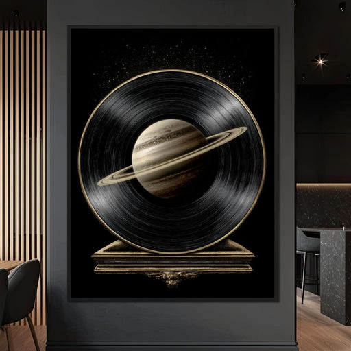 Saturn Vinyl Orbit Night Sky Canvas Print