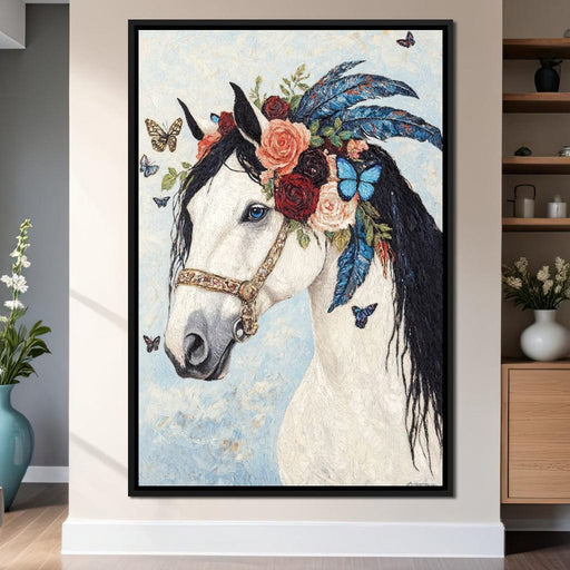 Majestic White Horse Harmony Canvas Print