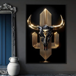 Golden Bull Deco Skull Majesty - NicheCanvas