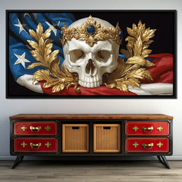 Regal Skull Golden Laurel Tribute - NicheCanvas
