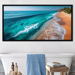 Tropical Coastline Wave Wash - NicheCanvas