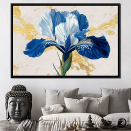 Gilded Blue Iris Bloom - NicheCanvas