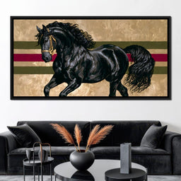 Golden Galloping Stallion - NicheCanvas