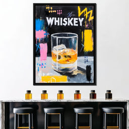 Neon Whiskey On The Rocks - NicheCanvas