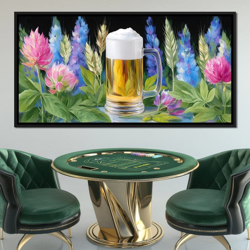 Floral Harmony with Golden Brew Canvas Print