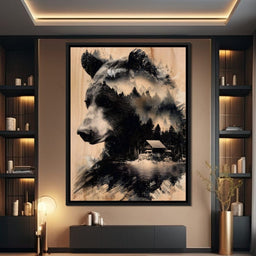 Bear Forest Cabin Reflections - NicheCanvas