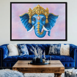 Ornate Blue Elephant Majesty - NicheCanvas