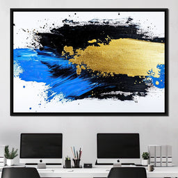 Golden Horizon Brushstroke Fusion - NicheCanvas