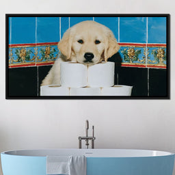Golden Puppy Bathroom Roll Capers - NicheCanvas