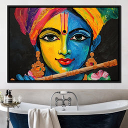 Divine Radiance of Vibrant Krishna - NicheCanvas