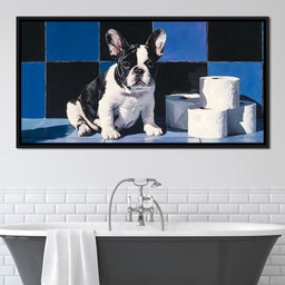 Bulldog Bathroom Antics - NicheCanvas