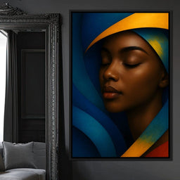 Radiant Silence Blue Gold Muse - NicheCanvas