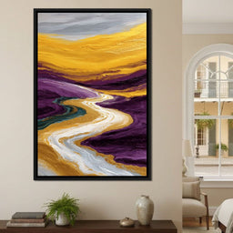 Golden River Through Violet Dunes - NicheCanvas