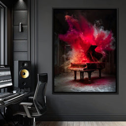 Grand Piano Burst of Vibrant Fire - NicheCanvas