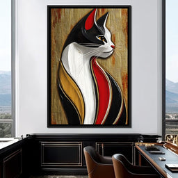 Feline Elegance on Textured Gold - NicheCanvas