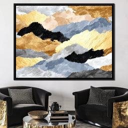 Golden Peaks Layered Mountains - NicheCanvas