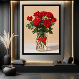 Red Rose Bouquet Glass Vase - NicheCanvas