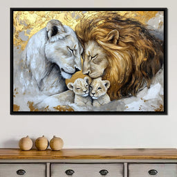 Lion Family Embrace - NicheCanvas