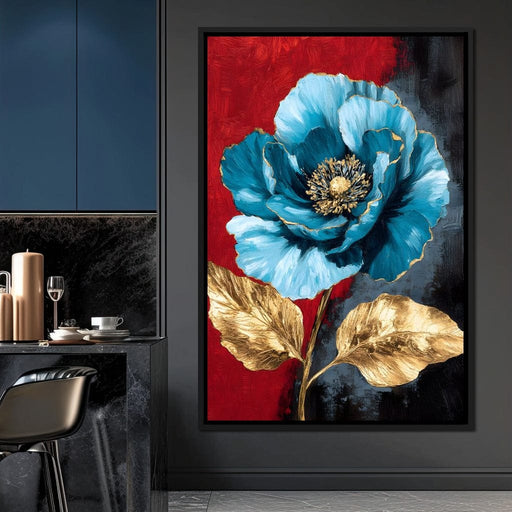 Golden Bloom on Midnight Blue Canvas Print