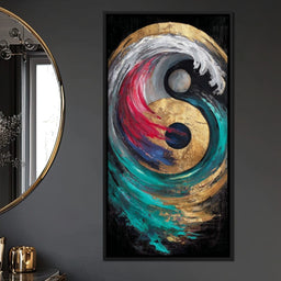Golden Yin Yang Ocean Surge - NicheCanvas