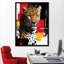 Modern Leopard Portrait Noir Gold - NicheCanvas