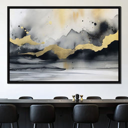 Golden Peaks Abstract Mist - NicheCanvas