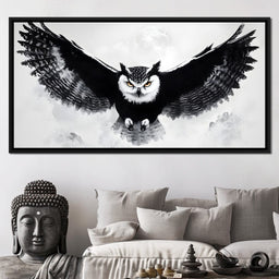 Nocturnal Owl Majesty Unfurled - NicheCanvas