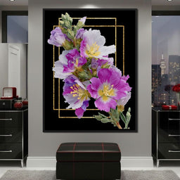 Golden Frame Petal Radiance - NicheCanvas