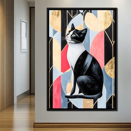 Geometric Feline Elegance - NicheCanvas