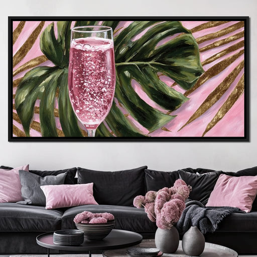 Pink Fizz Monstera Gold Canvas Print